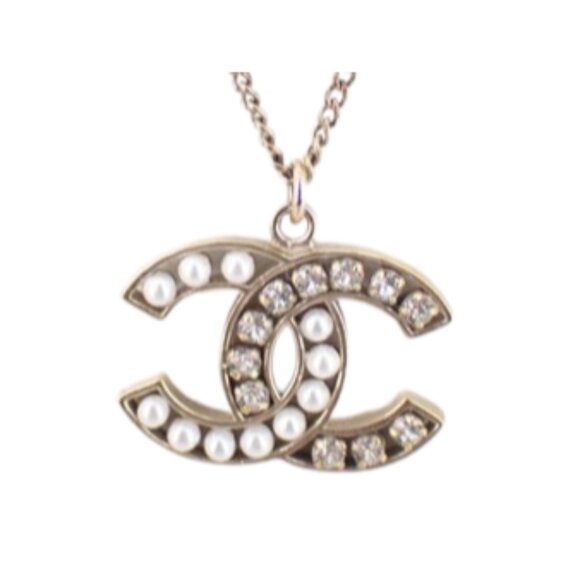 Chanel CC Pearl Crystal Pendant Necklace - Picture 1 of 4
